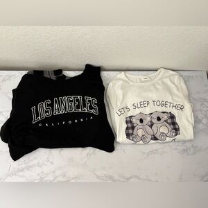 SHEIN Girls Long Sleeve Crop Top Size 11-12Y Lot Of 2 Los Angeles Shirts​